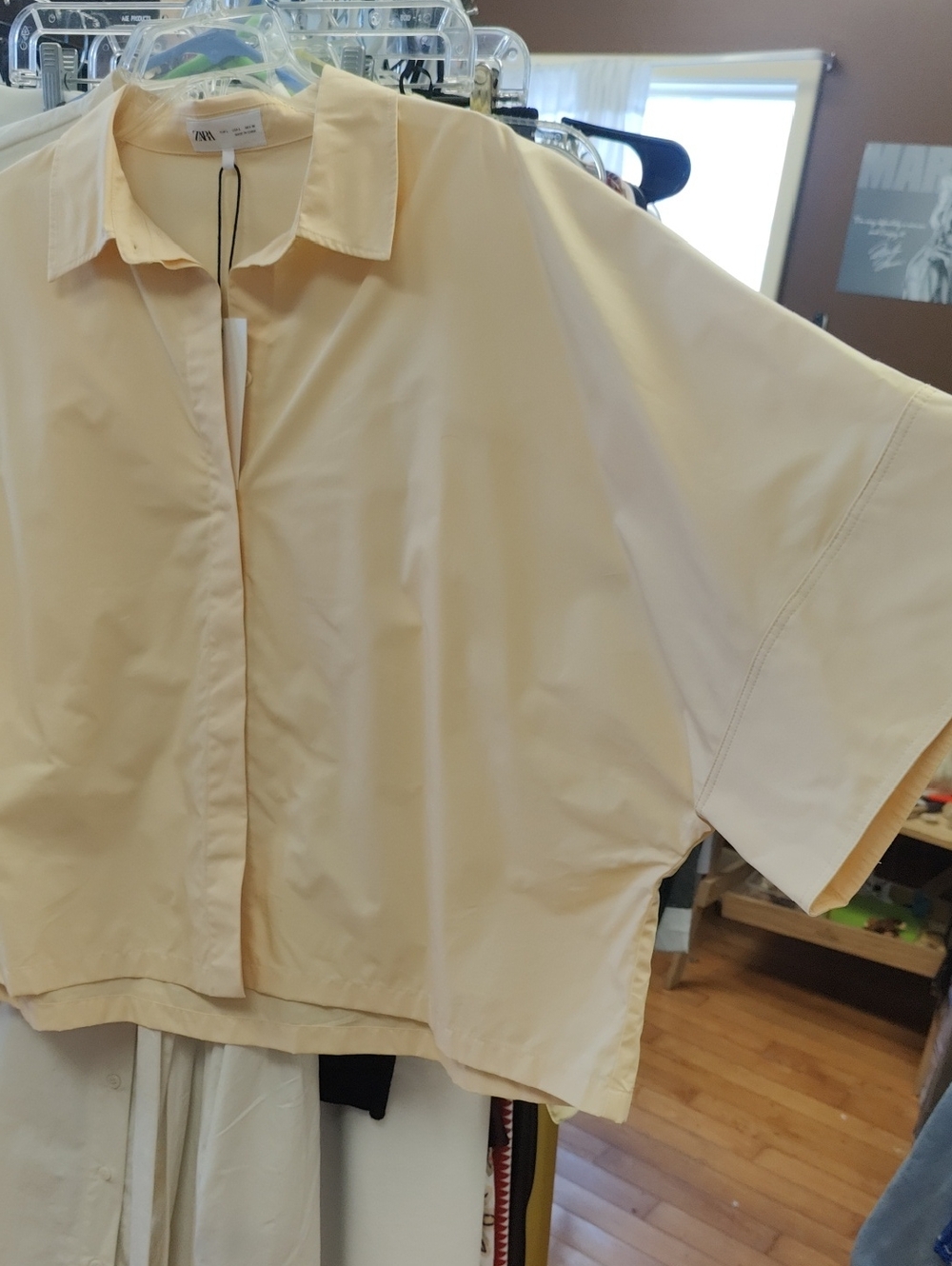 Zara Pale Yellow Boxy Short-Sleeve Shirt
